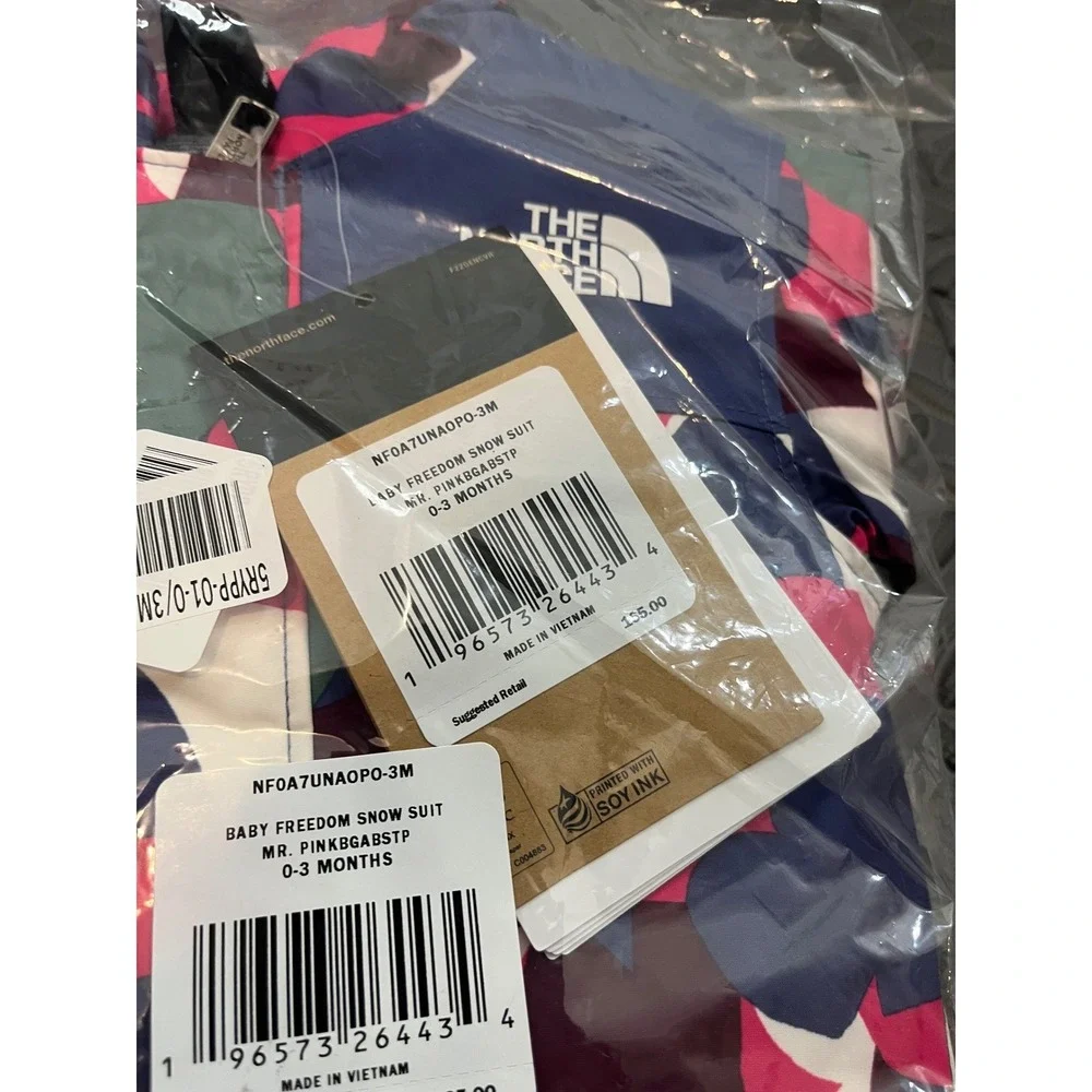 NEW‎ The North Face Baby Freedom Snow Suit 0-3 Months Pink Abstract NF0A7UNA